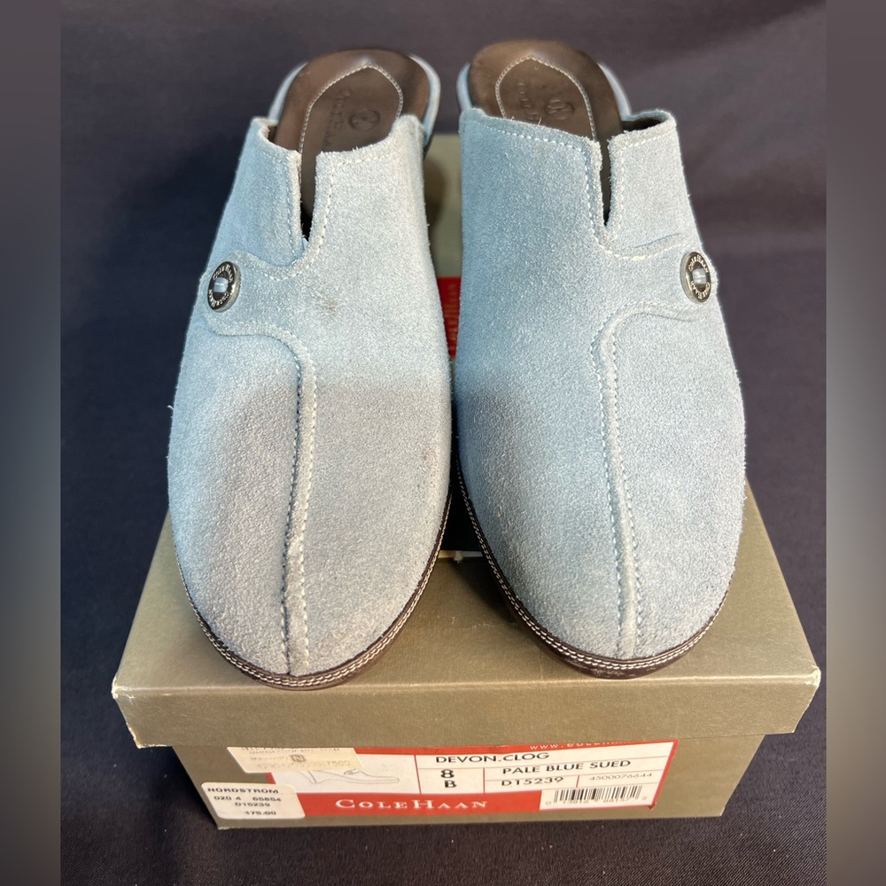 Coke Haan Devon Clog Pale Blue Suede